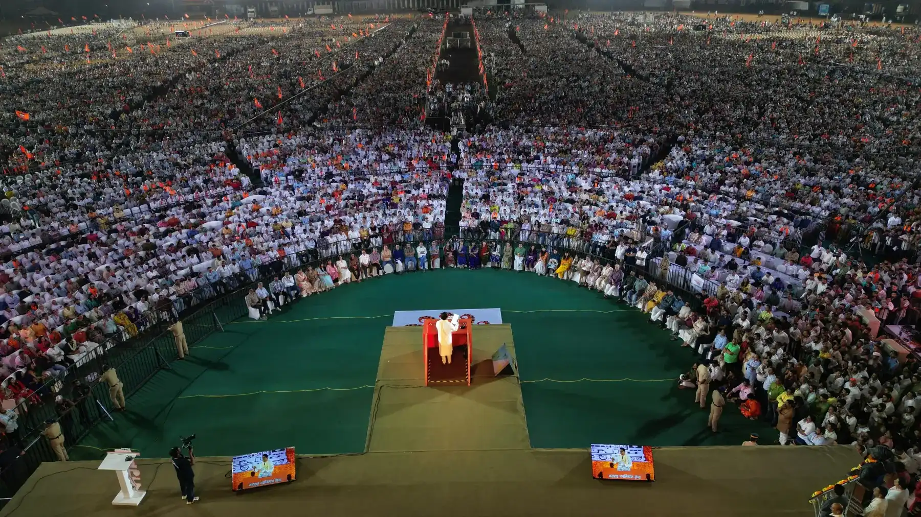 A rally ground filled with people, seen from above
